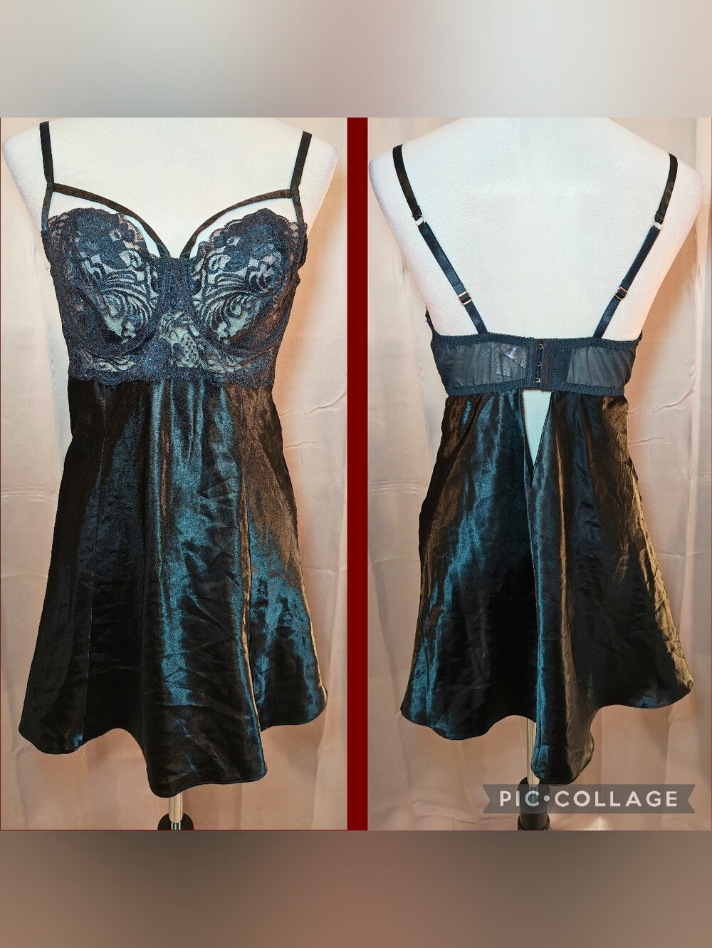 🖤 Y2K Plus Size Baddie Cacique Romantic Goth Babydoll Lingerie Slip Dress 🖤